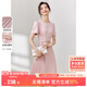 尚都比拉設(shè)計感拼接連衣裙夏季高級感氣質(zhì)百褶裙小個子中長裙子 粉陶色 XL