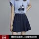 ELLE設計感百褶高腰A字半身裙女2025夏裝新款小個子氣質顯瘦短裙 藏青 XL