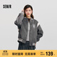 森馬（Semir）外套女刺繡拼接撞色寬松夾克2024冬季仿毛呢棒球服109724108004