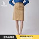 哈吉斯（HAZZYS）女裝 春秋款女士時(shí)尚H型及膝半身裙女ABQST0BAT03 米色BI XS (155/66A 34)