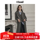 ELAND【49%綿羊毛】衣戀毛呢外套女人字紋保暖長(cháng)款大衣2025冬新款 灰色(15)Grey M 165