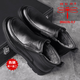 蜻蜓牌男士棉鞋真皮冬季羊毛加絨休閑保暖中老年高幫軟底防滑爸爸棉皮鞋 黑色 【拉鏈款】 46