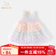 班喜迪女童連衣裙夏季新款洋氣寶寶網(wǎng)紗背心裙周歲禮服兒童公主裙子夏裝 紫色 90