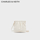 CHARLES&KEITH迷你菱格流浪包單肩斜挎雙肩包包女包生日禮物CK2-60782390 Cream奶白色 S
