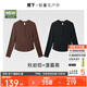 長(cháng)袖t恤打底衫女內搭可外穿洋氣秋裝新款2件換洗裝黑+棕L