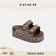 蔻馳（COACH）新品女士女鞋經(jīng)典標(biāo)志老花雙綁帶厚底鞋拖鞋 橡木色/楓樹棕色 37.5