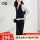 歐莎（OSA）秋季連帽馬夾衛衣半身裙三件套女2025年新款休閑運動(dòng)套裝 黑色 XL