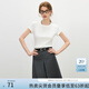 范思藍(lán)恩正肩短袖T恤女2025夏新款修身顯瘦設(shè)計(jì)感圓領(lǐng)上衣2113 白色 M