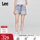 Lee25新品舒適版毛邊設計天絲淺藍色水洗女牛仔短褲潮流A08078 淺藍色 27