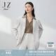玖姿（JUZUI）職業(yè)翻領(lǐng)西裝女裝春款休閑通勤OL風(fēng)外套純色 白灰 2XL