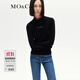 MO&Co.上衣含三醋酸軟糯植絨網(wǎng)紗印花小高領(lǐng)長(cháng)袖打底衫摩安珂 黑色 M 165