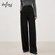 伊芙麗（eifini）伊芙麗軟糯舒適軟垂休閑褲寬松面膜褲顯瘦糯米褲子女2025冬裝新款 深灰 小個(gè)子版 S 80-105斤