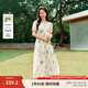 茵曼甜美植物碎花純棉連衣裙2025夏季女裝新品溫柔度假寬松長(cháng)裙子 杏色 M