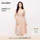 珂萊蒂爾【玫瑰裙】2025夏季新款優(yōu)雅蕾絲花紋短袖連衣裙女修身裙 淡橙紅 M