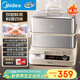 美的（Midea）穿透蒸電蒸鍋16.5L雙層大容量多功能鍋 外置加水預約保溫多用途鍋不銹鋼ZGC302352【采銷(xiāo)力薦】