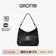 GROTTO個(gè)樂(lè )經(jīng)典黑石hobo包大小號植鞣綿羊皮腋下單肩斜挎軟包通勤禮物 經(jīng)典黑 金標S