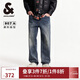 杰克·瓊斯（JACK&JONES）復古水洗貓須長(cháng)褲男士百搭潮流時(shí)尚酷帥寬松牛仔褲男裝