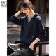 她享連帽衛衣女撞色拼接時(shí)尚上衣假兩件衛衣通勤百搭套頭衫女 T53W151