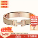 愛馬仕（HERMES）手鐲 合金琺瑯手鐲小號(hào) 經(jīng)典款H扣手鐲男女同款 生日禮物 禮盒裝 奶茶-玫瑰金