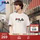 FILA 斐樂官方情侶款針織短袖衫2025春季新款休閑簡約舒適純棉T恤 云菇白-WT L 175/96A