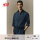 H&M男裝襯衫夏季商務(wù)職業(yè)易熨燙修身通勤正裝長(cháng)袖襯衣上衣0976709 海軍藍/波點(diǎn) 170/92 S