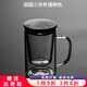 沉弗耐熱玻璃茶水分離辦公室水杯家用過(guò)濾泡茶杯子帶蓋花茶杯男女 田園三件杯透明色