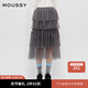 moussy 新品復(fù)古優(yōu)雅重工紗裙A型半身裙女028HAZ30-2621 160灰色 S 00001/S