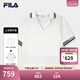 FILA Emerald斐樂女子上衣兩件套2025夏季新款時尚蕾絲短袖POLO衫 標準白-WT M 165/84A/M