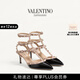 華倫天奴VALENTINO[七夕禮物]女士 ROCKSTUD 鉚釘高跟鞋涼鞋 黑色/粉色 38.5