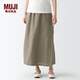 無(wú)印良品 MUJI 女式 亞麻 直筒裙 BEK36A2S 淺灰棕色 M-L