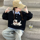 女童假兩件衛衣秋冬2025新款洋氣時(shí)髦大童初中生女孩上衣秋裝打底 黑色衛衣 150