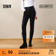 森馬（Semir）森柔牛仔|牛仔褲女修身加絨長(cháng)褲2024新款冬季保暖小腳褲顯瘦 牛仔水洗黑98201 31