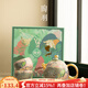 陶羽琺瑯彩國潮孔雀功夫茶具一壺兩杯家用泡茶壺陶瓷小套裝泡茶器喝茶 國潮孔雀韻龍旦壺3入