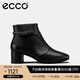 愛步（ECCO）【明星同款】靴子女 冬季保暖切爾西女靴粗跟皮靴 型塑290933 黑色29093301001 36