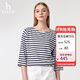 哈吉斯（HAZZYS）女裝25春PHIZ七分袖T恤ABTSE0CAX05 藏青色NV M(160/84A38)
