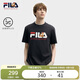 FILA 斐樂(lè )官方男子針織短袖衫2025夏新款狐貍刺繡休閑舒適純棉T恤