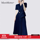MeetMetro瑪依爾西裝連衣裙女2025秋季新款質(zhì)感職業(yè)通勤百褶裙 夏款藏青 L