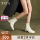 他她（TATA）奶皮靴法式氣質(zhì)短靴女靴通勤瘦瘦靴彈力靴秋冬新WYX02DD4 米白 35