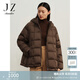 玖姿·安娜蔻【仙·羽絨】連帽白鵝絨保暖短款羽絨服女冬款 棕色 XL