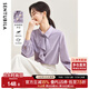 尚都比拉優(yōu)雅氣質(zhì)輕熟時(shí)尚飄帶領(lǐng)襯衫女長(cháng)袖雪紡衫通勤百搭上衣 紫色 S 
