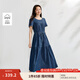 茵曼（INMAN）【商場(chǎng)同款】法式純棉牛仔連衣裙2025夏季女裝新品寬松a字裙 深牛仔藍(lán) M