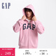 GAP男女裝春秋字母logo美式連帽衛衣情侶裝運動(dòng)外套611720