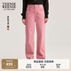 Teenie Weenie小熊女裝牛仔褲2025年秋季款休閑舒適寬松刺繡直筒褲 粉色 XS