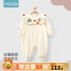 優(yōu)奇嬰兒秋季衣服嬰幼兒連體衣男女寶寶超萌洋氣哈衣套裝小月齡外出服 杏色 80cm