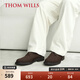 THOM WILLS反絨男士休閑皮鞋真皮英倫商務(wù)圓頭德比鞋舒適軟底男鞋 深咖色D1621 42 /8碼