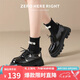 ZHR樂福鞋女鏡面厚底小皮鞋女蝴蝶英倫風(fēng)百搭單鞋女 AB33 黑色 38 