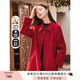 香影新中式紅色全羊毛雙面呢大衣女2025秋冬新款高級感輕國風(fēng)外套 紅色 S