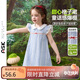 ASK JUNIOR【小清新】?jì)和棺酉男★w袖連衣裙女童格紋公主裙小童娃娃領(lǐng)裙裝