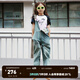 little MO&Co.童裝夏裝男童女童純棉牛仔褲背帶褲兒童連體褲褲子 牛仔藍色2 150 150/61