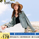 百圖betu女裝秋季新款短外套懷舊復(fù)古落肩袖牛仔外套女2408T57 牛仔色 L